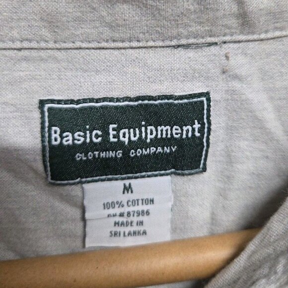 Basic Equipment Men’s XL Grey Solid Button-up Shirt Vintage C - Picture 3 of 9